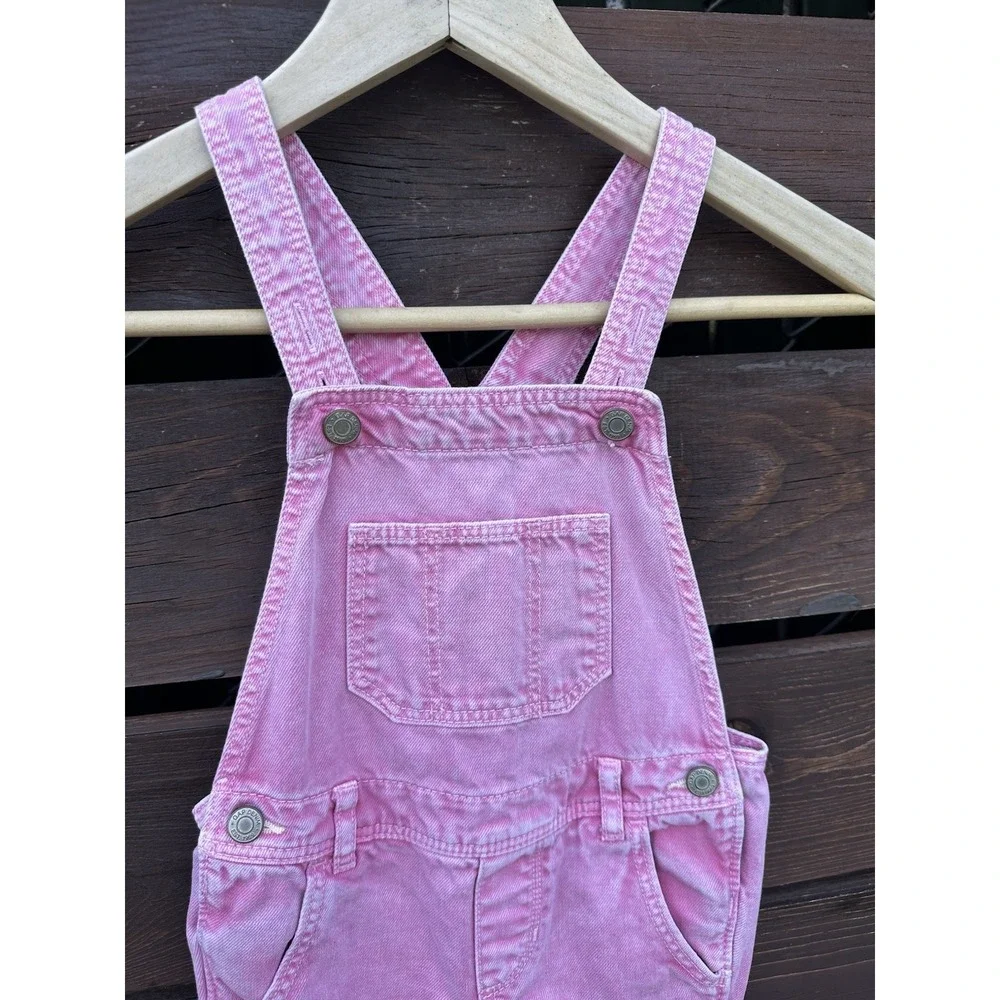 Vtg Gap Toddler Girls‎ Pink Wash Denim Overalls *Size 4T